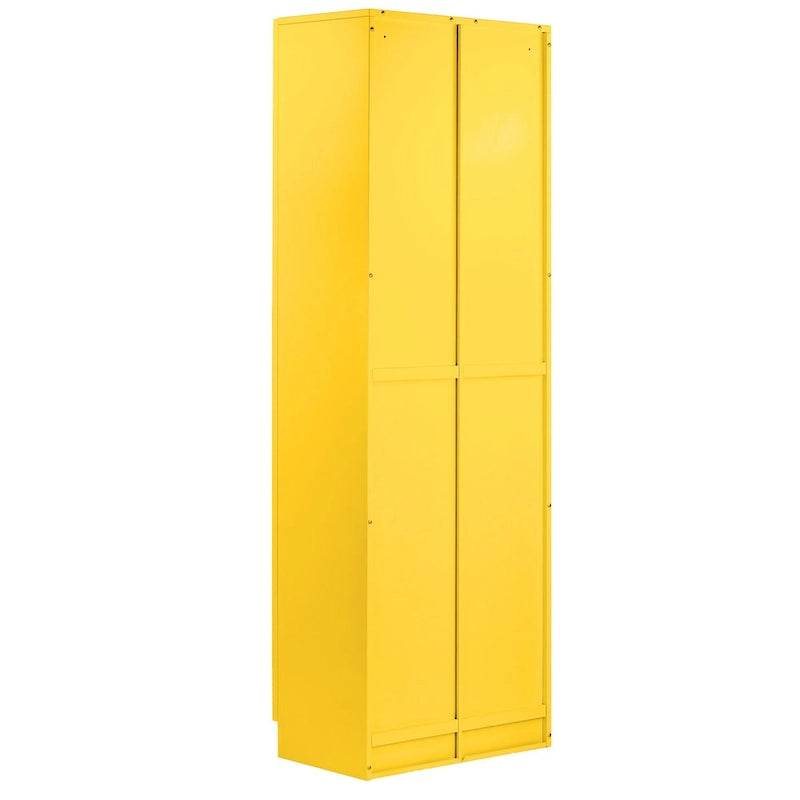 Gabinete de almacenamiento de acero amarillo brillante con paneles de doble puerta transparentes